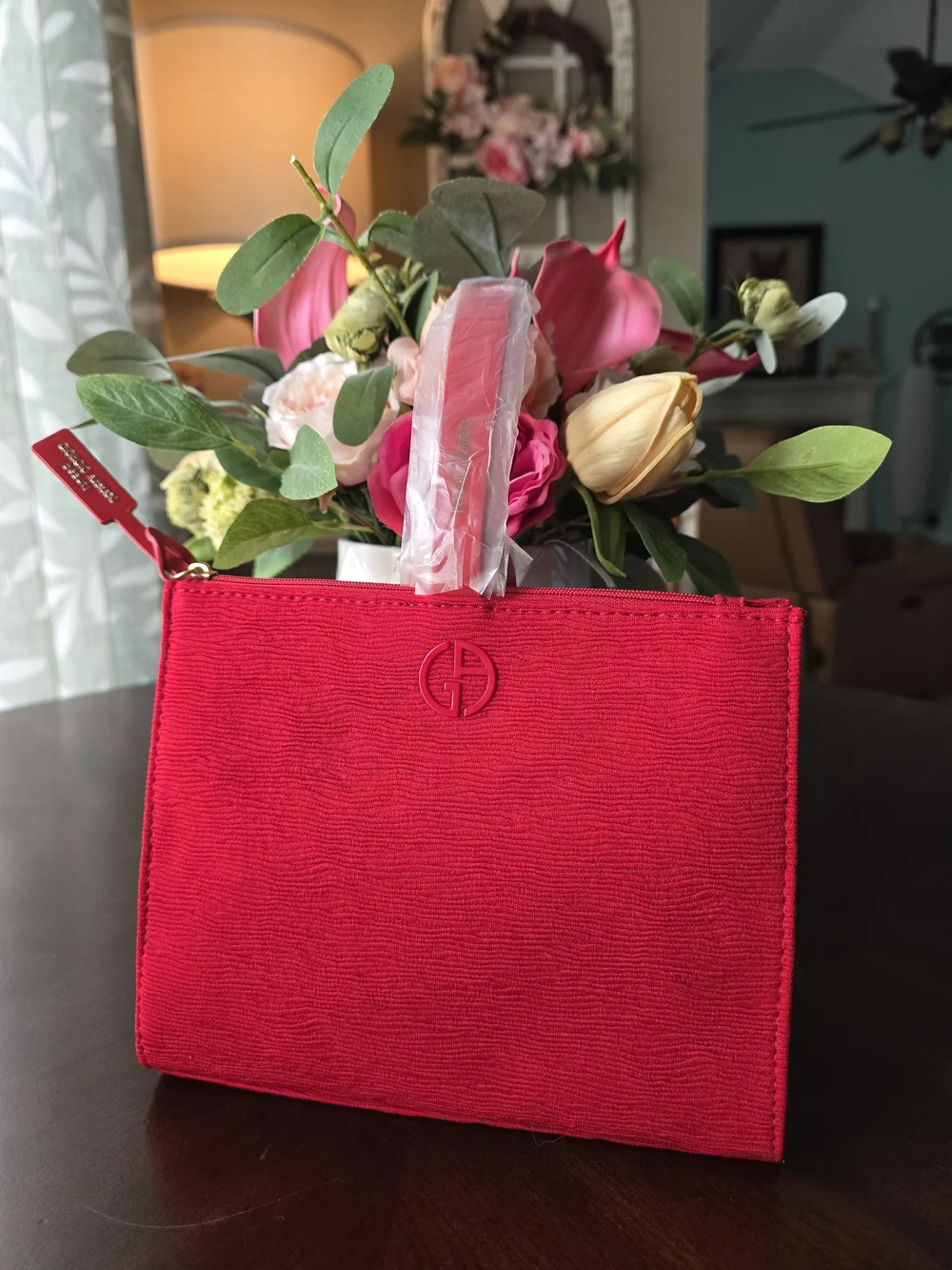 Giorgio Armani Red Premium Pouch - Cosmetic Bag - Clutch NWT